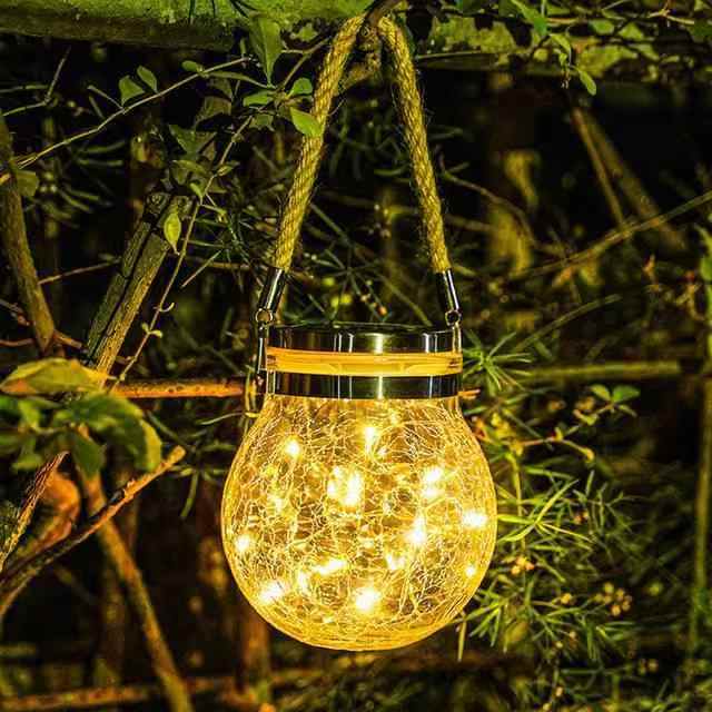 Kerstdecoratie LED Solar Glass Crackle Ball Hanglampen